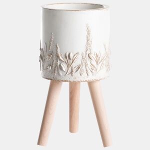 Vaso alto para plantas PREWEZA 23 cm Branco creme