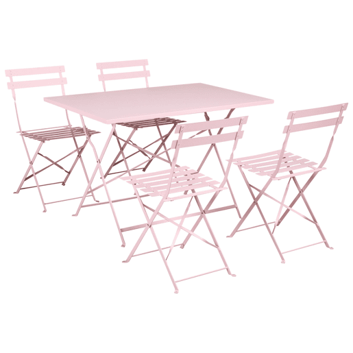 Conjunto de refeições de jardim 4 lugares FIORI Dobrável Metal Rosa pastel
