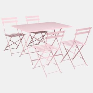 Conjunto de refeições de jardim 4 lugares FIORI Dobrável Metal Rosa pastel