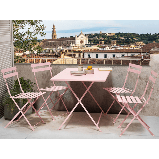 Conjunto de refeições de jardim 4 lugares FIORI Dobrável Metal Rosa pastel