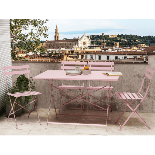 Conjunto de refeições de jardim 4 lugares FIORI Dobrável Metal Rosa pastel