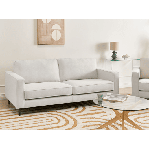 Sofá SAVALEN Tecido Branco creme 3 lugares