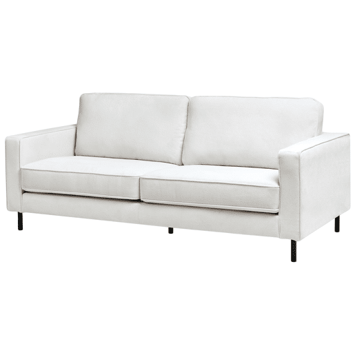 Sofá SAVALEN Tecido Branco creme 3 lugares
