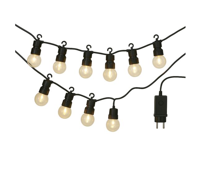 Guirnalda de luces led blancas cálidas para decoración interior, 10 bolas g50 con temporizador y transformador