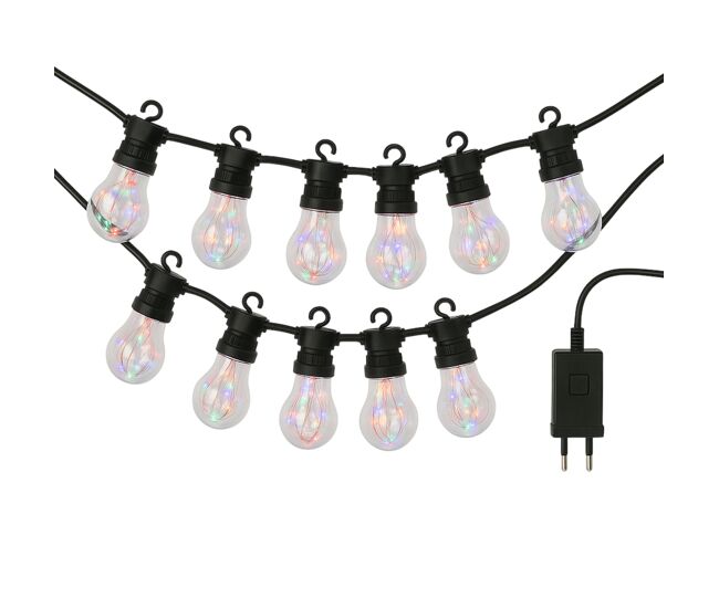 Guirnalda de luces multicolor con temporizador y 10 bombillas led tipo a60