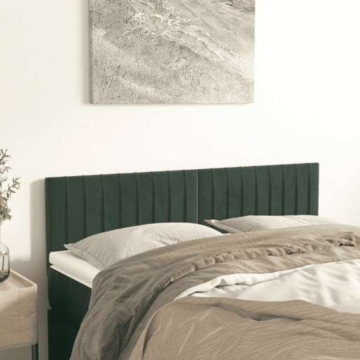 vidaXL Cabeceira de cama 2 pcs veludo 72x5x7888 cm verde-escuro
