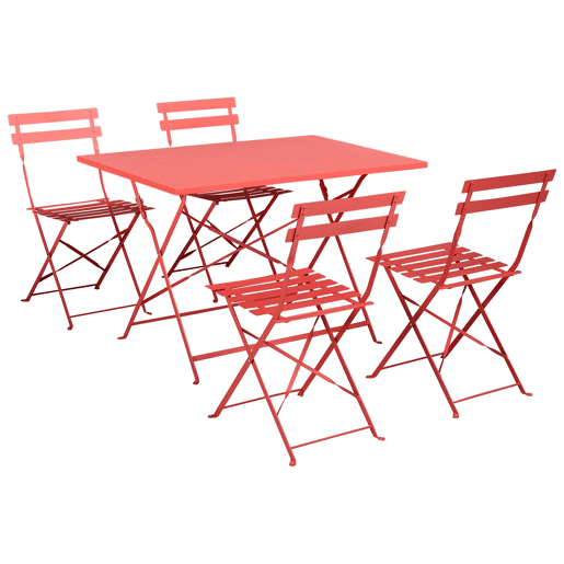 Conjunto de refeições de jardim 4 lugares FIORI Metal Vermelho