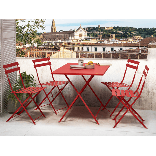 Conjunto de refeições de jardim 4 lugares FIORI Metal Vermelho