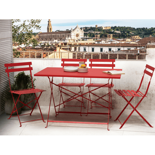 Conjunto de refeições de jardim 4 lugares FIORI Metal Vermelho