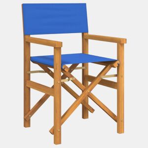 vidaXL Cadeira de realizador dobrável teca maciça cor azul
