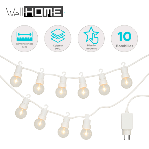 Luzes de LED quentes para decoração de interiores, 10 bolas G50
