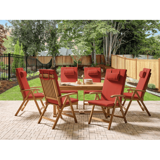 Conjunto de refeições de jardim 6 lugares JAVA PREMIUM Madeira de acácia Vermelho