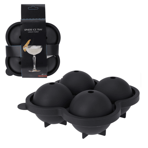 Bandeja para fazer bolas de gelo 4 bolas de TPE cinza 16x15x7cm