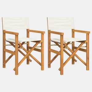 vidaXL Cadeiras de realizador dobráveis 2 pcs teca maciça cor creme
