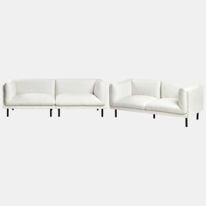 Conjunto de sala de estar VORGOD Bouclé Branco creme 5 lugares
