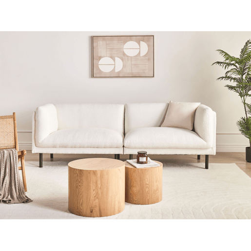 Conjunto de sala de estar VORGOD Bouclé Branco creme 5 lugares