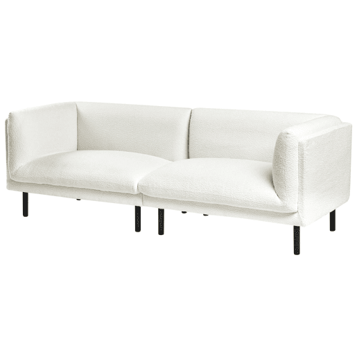 Conjunto de sala de estar VORGOD Bouclé Branco creme 5 lugares