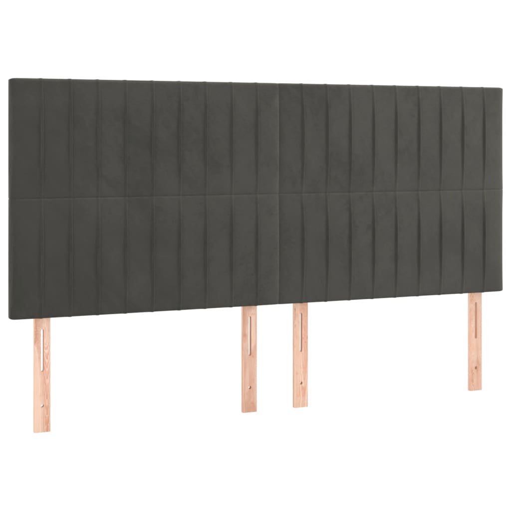 Vidaxl cabecero gris oscuro 160x5x118/128 cm terciopelo