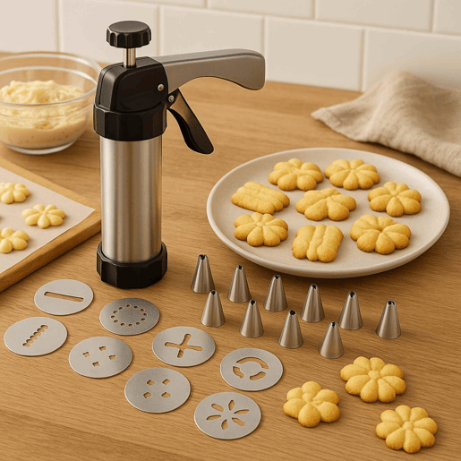 Conjunto de 17 peças de prensa para biscoitos com discos de glacê e bicos