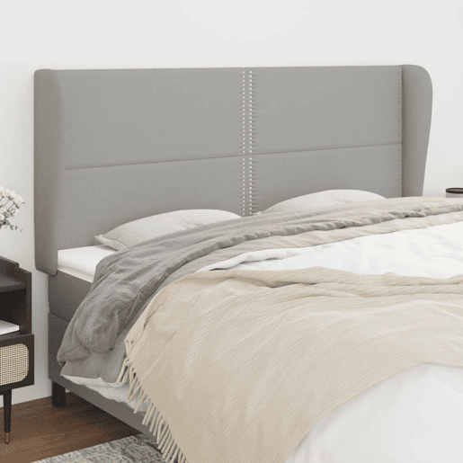 vidaXL Cabeceira cama c abas tecido 203x23x118128 cm cinzento-claro