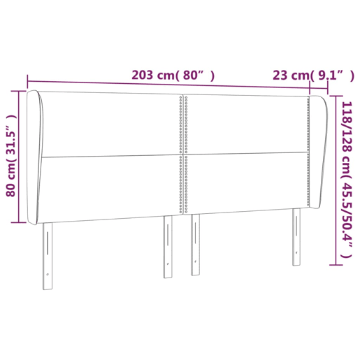 vidaXL Cabeceira cama c abas tecido 203x23x118128 cm cinzento-claro