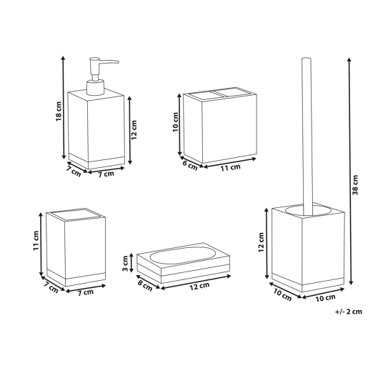 Conjunto de 5 acessórios para a casa de banho TAPICHE Preto