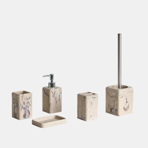 Conjunto de 5 acessórios para a casa de banho VILCANOTA Mármore creme