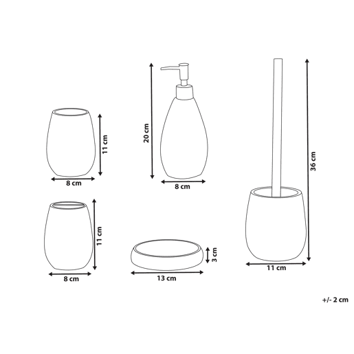 Conjunto de 5 acessórios para a casa de banho SAMIRIA Cinzento Conjunto de 5 acessórios para a casa de banho SAMIRIA Cinzento