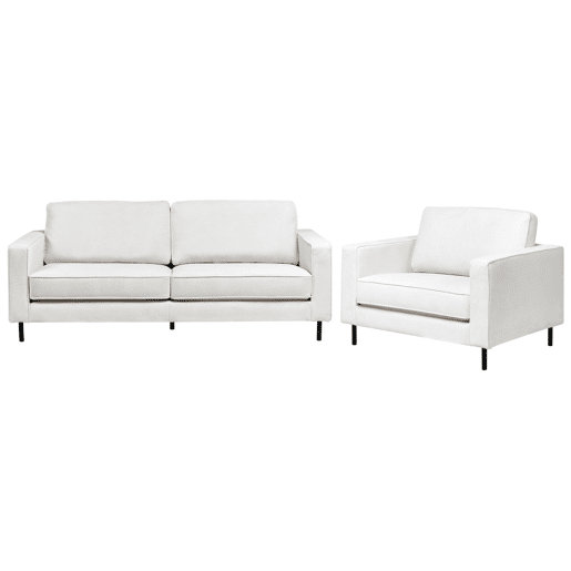 Conjunto de sala de estar SAVALEN Tecido Branco creme 4 lugares Conjunto de sala de estar SAVALEN Tecido Branco creme 4 lugares