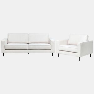 Conjunto de sala de estar SAVALEN Tecido Branco creme 4 lugares