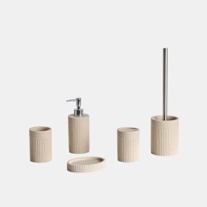 Conjunto de 5 acessórios para a casa de banho CHANCAY Creme claro