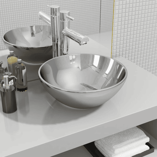 Lavatório - Lavabo - Pia de banheiro 32,5x14 cm cerâmica prateado