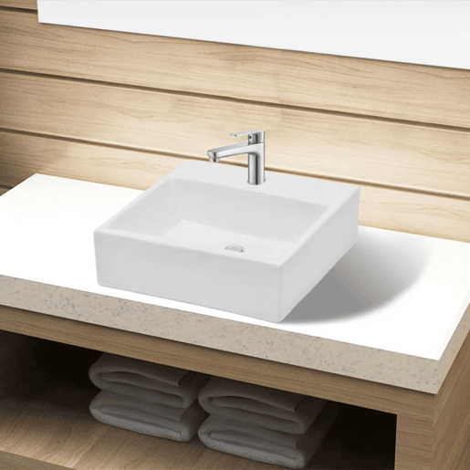 Lavatório - Lavabo - Pia de banheiro cerâmica redondo com furo para torneira, quadrado,branco