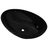 Lavatório - Lavabo - Pia de banheiro cerâmica 40 x 33 cm, forma oval Preto