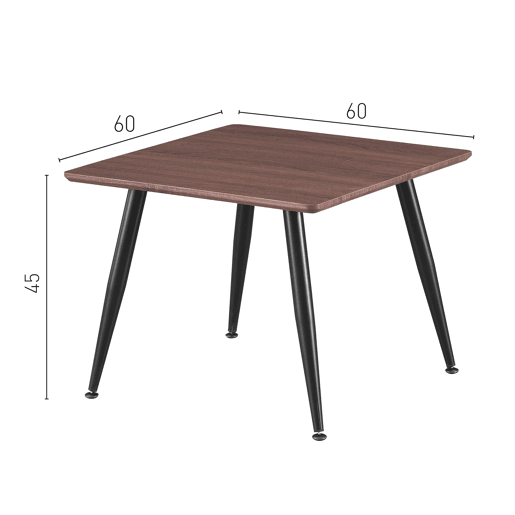 Mesa Auxiliar MÓNACO: Design Escandinavo de 50x50x45 cm com Superfície de MDF em Acabamento Branco Fosco e Pés Metálicos Pretos