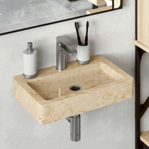 Lavatório - Lavabo - Pia de banheiro de parede 38x24x6,5 cm mármore cor creme
