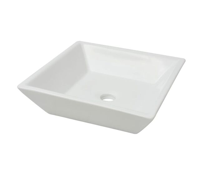 Lavabo - lavamanos cuadrado de cerámica 41,5x41,5x12 cm blanco
