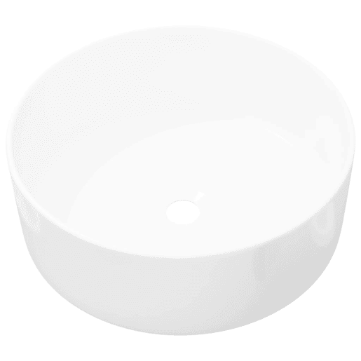 Lavatório - Lavabo - Pia de banheiro redondo branco cerâmica 40x15 cm
