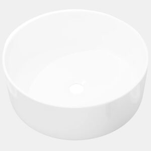 Lavatório - Lavabo - Pia de banheiro redondo branco cerâmica 40x15 cm