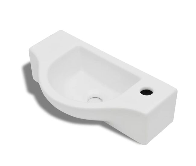 Lavabo - lavamanos de cerámica blanco con agujero para grifo