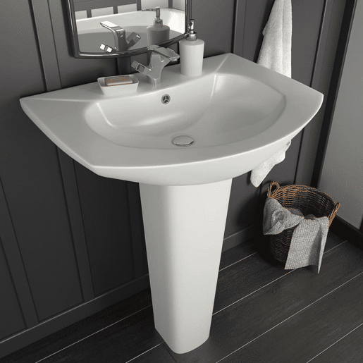 Lavatório - Lavabo - Pia de banheiro com coluna cerâmica branco 650x520x200 mm