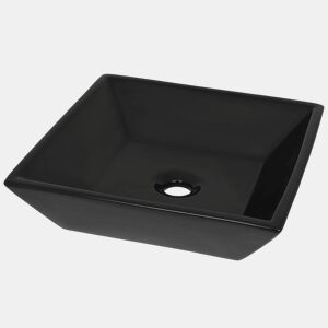 Lavatório - Lavabo - Pia de banheiro quadrado preto em cerâmica 41,5x41,5x12 cm