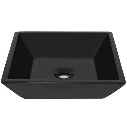 Lavatório - Lavabo - Pia de banheiro quadrado preto em cerâmica 41,5x41,5x12 cm