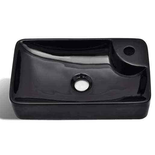 Lavatório - Lavabo - Pia de banheiro cerâmica redondo com furo para torneira, preto