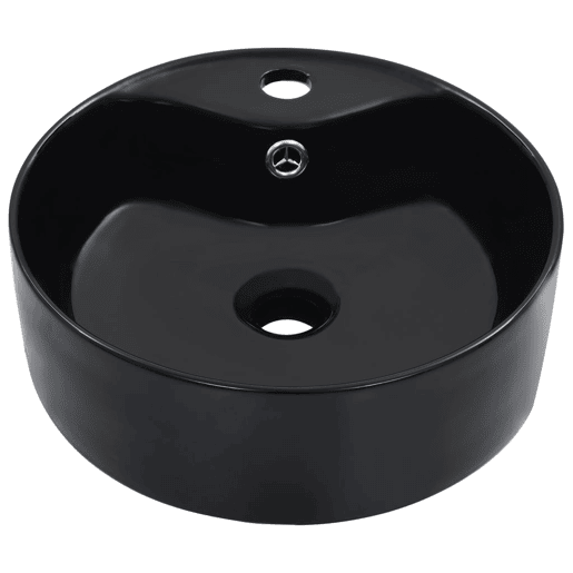 Lavatório - Lavabo - Pia de banheiro com extravasamento 36x13 cm cerâmica preto