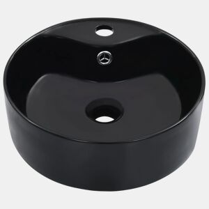 Lavatório - Lavabo - Pia de banheiro com extravasamento 36x13 cm cerâmica preto