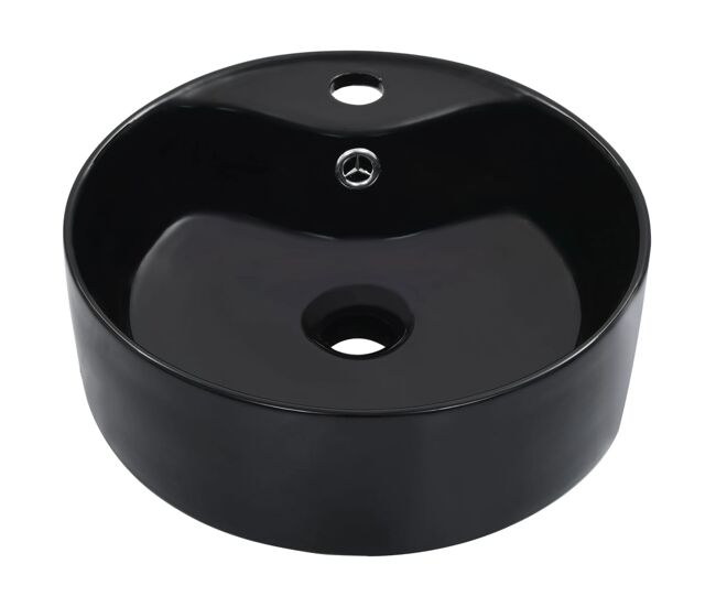Lavabo - lavamanos con rebosadero 36x13 cm cerámica negro