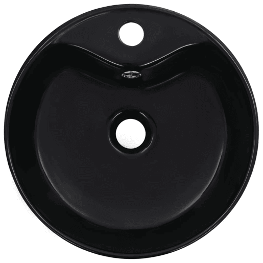 Lavatório - Lavabo - Pia de banheiro com extravasamento 36x13 cm cerâmica preto