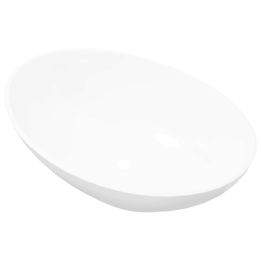 Lavatório - Lavabo - Pia de banheiro de luxo em cerâmica oval 40 x 33 cm branco