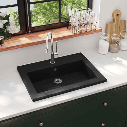 Lavatório - Lavabo - Pia de banheiro de granito 600x450x120 mm preto